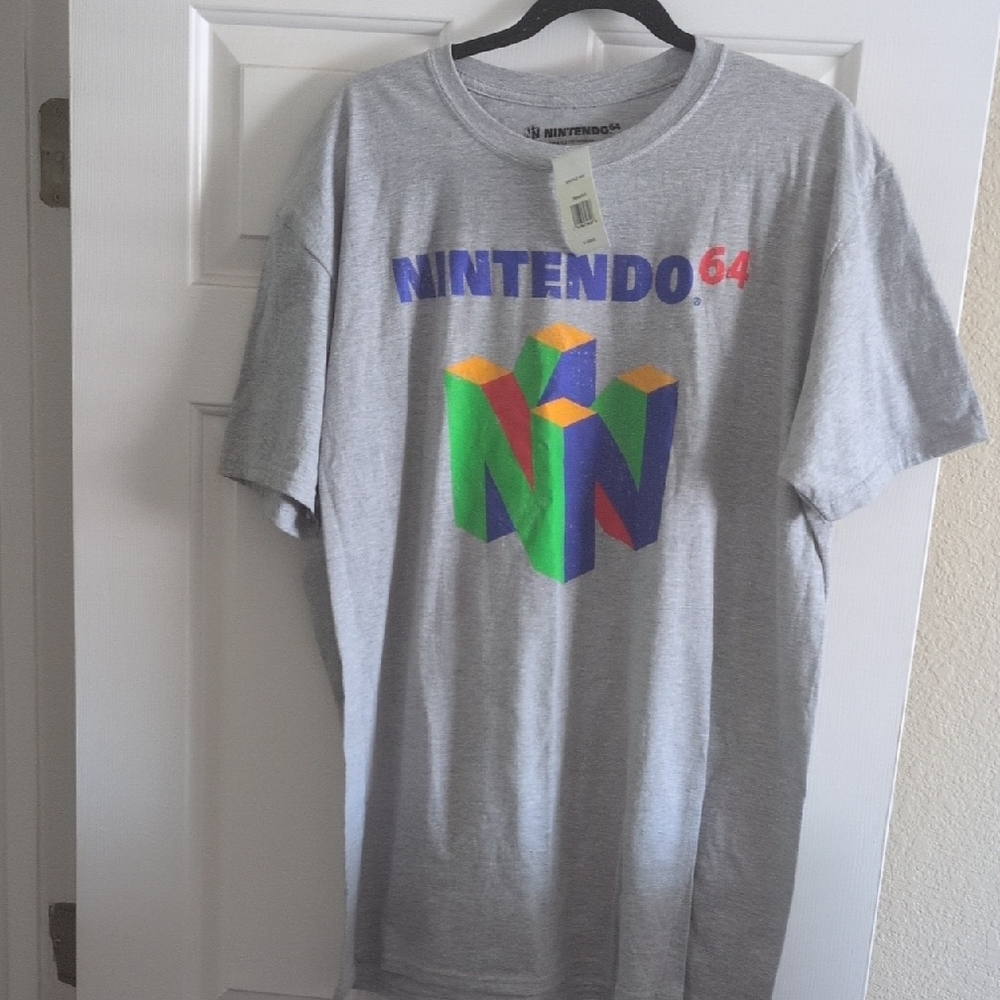 Nintendo Gray Tee with Multicolor 3D N Logo